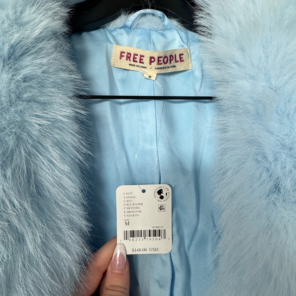 Free People Powder Blue Faux Fur Teddy Jacket - Picture 3 of 4